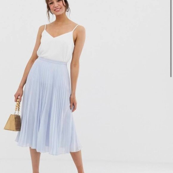 Asos Light Blue Pleated Midi Skirt Size Tall large - NWT - Picture 4 of 4